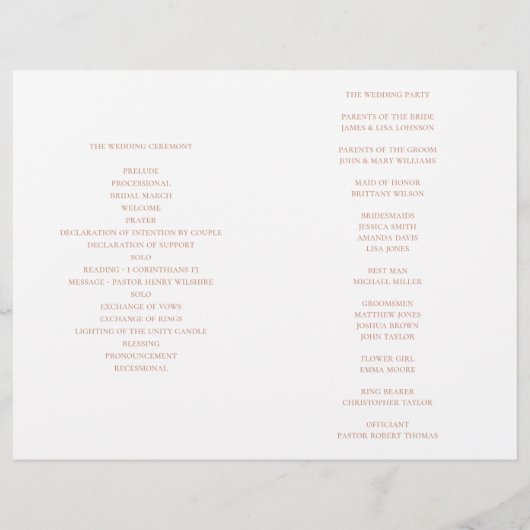 金ゴールドエレガント結婚式のプログラムを折った。青色植物学 (裏面)