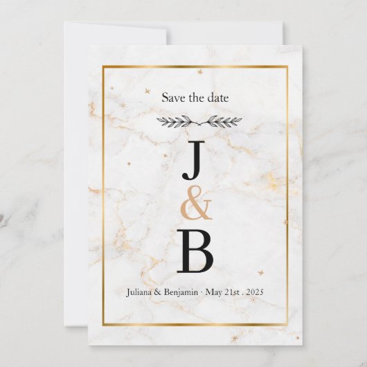 金ゴールドエレガント結婚式招待状(フローラアクセント付) 招待状 (裏面)