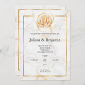 金ゴールドエレガント結婚式招待状(フローラアクセント付) 招待状 (正面/裏面)