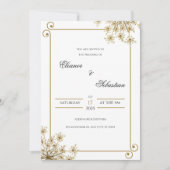 金ゴールドエレガント結婚式招待状(フローラアクセント付) 招待状 (正面)