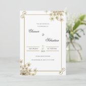 金ゴールドエレガント結婚式招待状(フローラアクセント付) 招待状 (スタンド正面)
