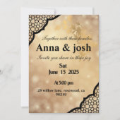 金ゴールドエレガント結婚式招待状 招待状 (正面)