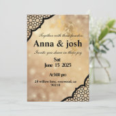 金ゴールドエレガント結婚式招待状 招待状 (スタンド正面)