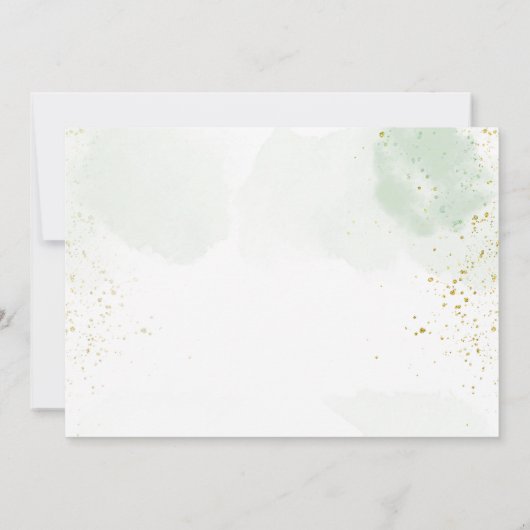 金ゴールドエレガント緑のフローラの葉のバプテスマ写真 招待状 (裏面)