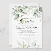 金ゴールドエレガント緑色書道口と参照 招待状 (正面)