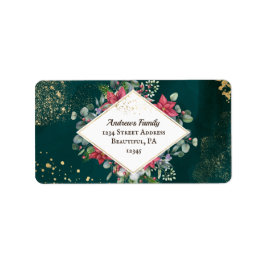 金ゴールドエレガント緑赤水カラークリスマス ラベル