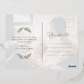 金ゴールドエレガント緑 |写真と緑 箔シーズンポストカード (裏面)