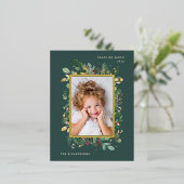 金ゴールドエレガント緑 |写真と緑 箔シーズンポストカード (立ち正面)