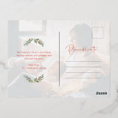 金ゴールドエレガント緑 |写真付き赤 箔シーズンポストカード (裏面)