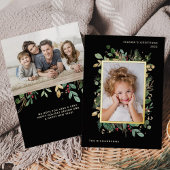 金ゴールドエレガント緑 | 2枚の写真で黒 箔シーズンカード