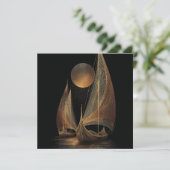 金ゴールドエレガント線芸術イラストレーションのロングシップ シーズンカード (スタンド正面)