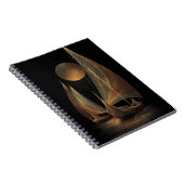 金ゴールドエレガント線芸術イラストレーションのロングシップ ノートブック (右側)