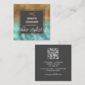 金ゴールドエレガント美容師スクエア スクエア名刺 (正面/裏面)