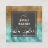金ゴールドエレガント美容師スクエア スクエア名刺 (正面)