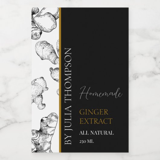 金ゴールドエレガント自家製生姜の根の抽出ラベル ワインラベル (シングルラベル)
