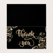 金ゴールドエレガント花キラキラサンキューカード 名刺 (外部フラット)