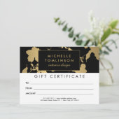 金ゴールドエレガント花柄ブラックギフト券 (スタンド正面)