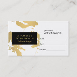 金ゴールドエレガント花柄ホワイトアポイントメントカード 予約カード