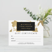 金ゴールドエレガント花柄ホワイトギフト券 (スタンド正面)