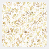 金ゴールドエレガント花植物植物学 スクエアシール (正面)