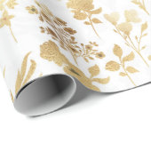 金ゴールドエレガント花植物植物学 ラッピングペーパー (ロールコーナー)