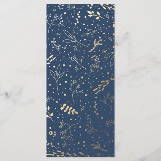 金ゴールドエレガント花模様ネイビー結婚ルの名刺 メニュー (裏面)