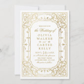 金ゴールドエレガント華美のヴィンテージ結婚式 招待状 (正面)