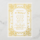 金ゴールドエレガント華美のヴィンテージ結婚式 箔招待状 (正面)