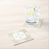 金ゴールドエレガント華美ヴィンテージ対モノグラム スクエアペーパーコースター (インサイチュ)