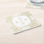 金ゴールドエレガント華美ヴィンテージ対モノグラム スクエアペーパーコースター (アングル)