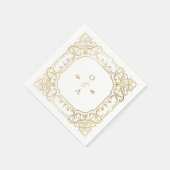 金ゴールドエレガント華美ヴィンテージ結婚式モノグラム スタンダードカクテルナプキン (角)