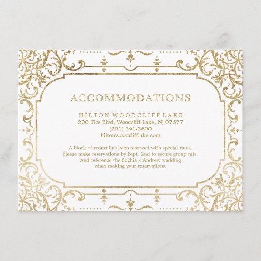 金ゴールドエレガント華美ヴィンテージ結婚式 エンクロージャーカード (正面)