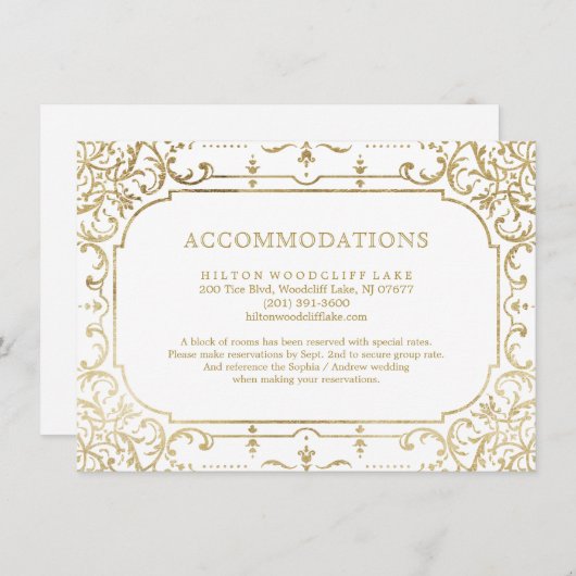 金ゴールドエレガント華美ヴィンテージ結婚式 エンクロージャーカード (正面/裏面)