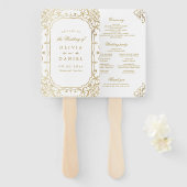 金ゴールドエレガント華美ヴィンテージ結婚式 ハンドファン (正面&裏面)