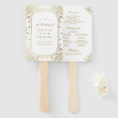 金ゴールドエレガント華美ヴィンテージ結婚式 ハンドファン (正面&裏面)