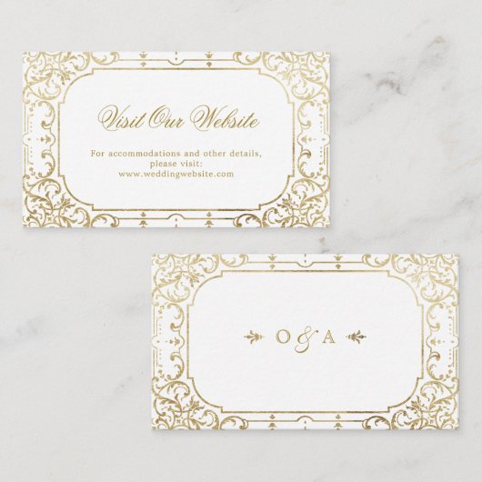 金ゴールドエレガント華美ヴィンテージ訪問サイト プレイスカード (正面/裏面)
