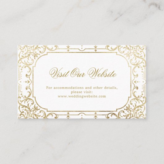 金ゴールドエレガント華美ヴィンテージ訪問サイト プレイスカード (正面)