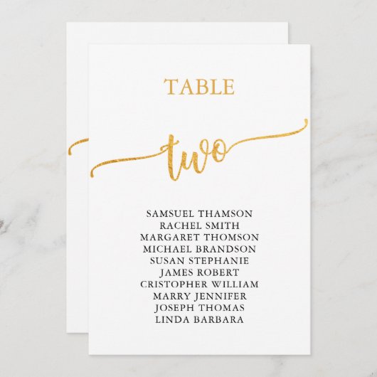 金ゴールドエレガント表2座席表 招待状 (正面/裏面)