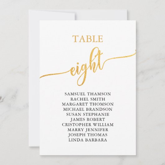 金ゴールドエレガント表8座席表 招待状 (正面)
