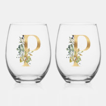 金ゴールドエレガント装飾イニシャルPと緑