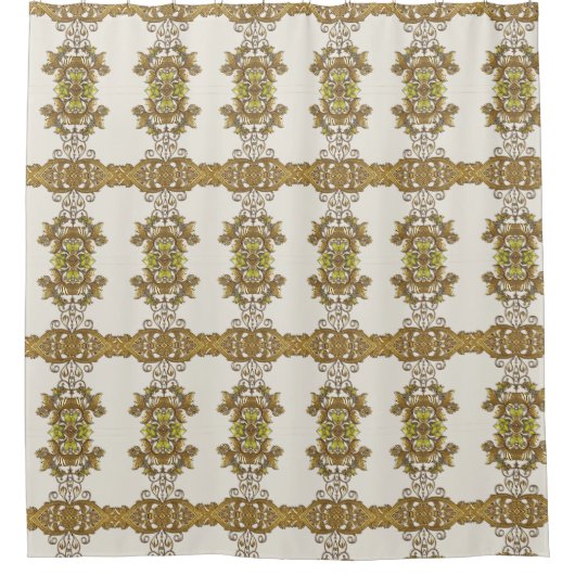 金ゴールドエレガント装飾フローラシャワーカーテン シャワーカーテン (正面)