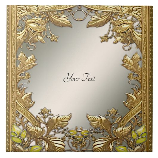 金ゴールドエレガント装飾フローラセラミックタイル タイル (正面)