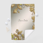 金ゴールドエレガント装飾用フローラゴルフタオル ゴルフタオル (インサイチュ)