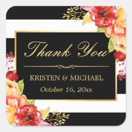 金ゴールドエレガント赤イエローフローラ秋ありがとう スクエアシール