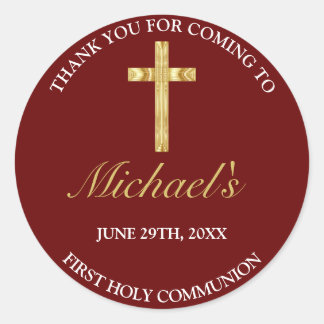 金ゴールドエレガント赤十字ファースト・コミュニオンサンキュー ラウンドシール