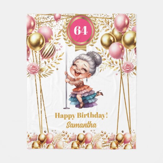 金ゴールドエレガント赤面おもしろいおばあちゃんギフトブランケット フリースブランケット (正面)