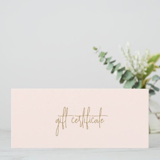金ゴールドエレガント赤面ピンクのビジネスのギフト券 (スタンド正面)