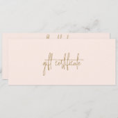 金ゴールドエレガント赤面ピンクのビジネスのギフト券 (正面/裏面)