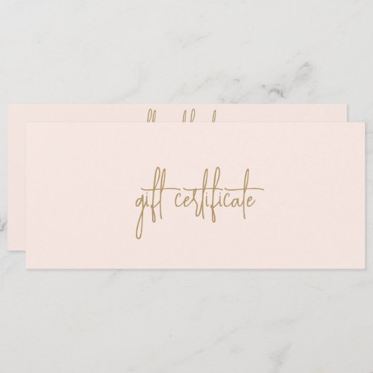 金ゴールドエレガント赤面ピンクのビジネスのギフト券 (正面/裏面)
