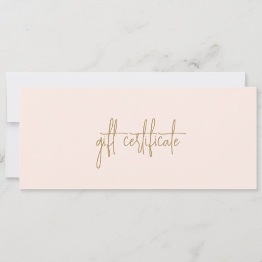 金ゴールドエレガント赤面ピンクのビジネスのギフト券 (正面)